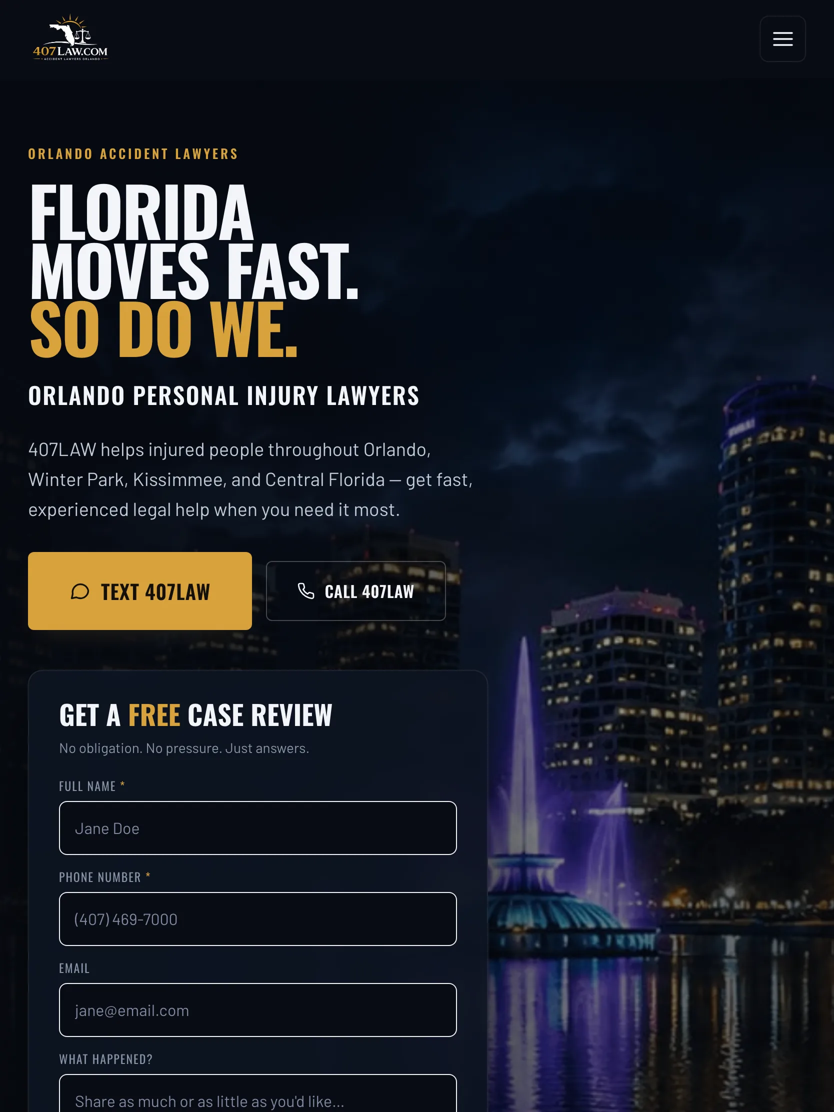 407 Law website — tablet view