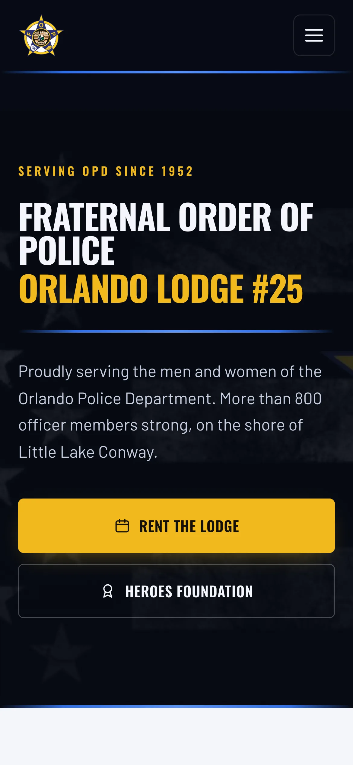 FOP Lodge 25 website — mobile view